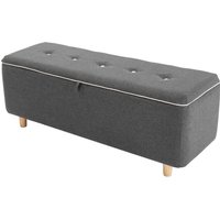Joel Linen Storage Ottoman Bench with Buttons - Charcoal