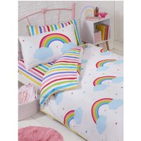 Rainbow Duvet Cover Set - White/Blue / Single