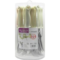 Prima, 24pc Cutlery Set with Round Stand - Black / Stainless Steel Rubber Prima, 24pc Cutlery Set with Round Stand - Black / Stainless Steel Rubber