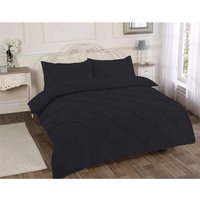 Pintuck Pleated Duvet Cover Set Bedding - Black / King