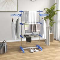 HOMCOM Foldable Clothes Drying Rack - Blue / 152cm