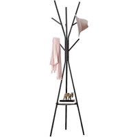 Industrial Coat Rack Stand With 9 Hooks - Rustic Brown