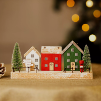 Christmas Wooden House Ornament - Multi colour