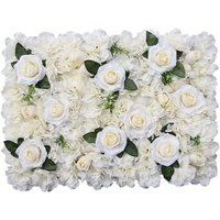 Artificial Flowers Wall Panels - Tibet Roses with Green Leaves