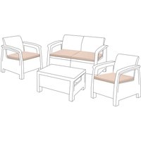 4 Piece Keter Rattan Garden Furniture Replacement Cushion Set - Stone