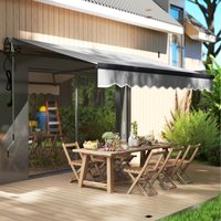 Outsunny Electric Retractable Awning Aluminium Frame - Light Grey - 296W x 250D x 150H cm / 250cm