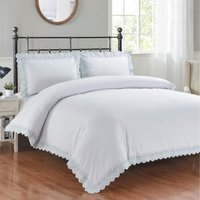 Elise Polycotton Fabric Duvet Cover Set Bedding with Pillowcase (White) - White / Single