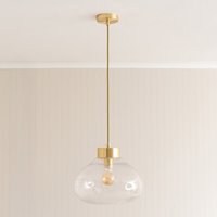 Corinne Twill Clear Glass Capped Pendant Ceiling Light and LED Bulb - Gold