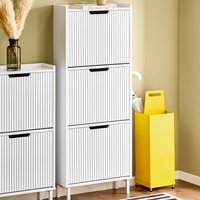 SoBuy Shoe Cabinet Narrow Shoe Storage Organizer for Entryway - White / 3