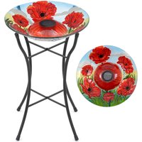 Poppy Glass Solar Bird Bath - Blue