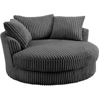 Sky Corduroy Swivel Loveseat - Dark Grey