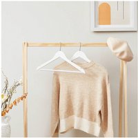SONGMICS Wooden Hangers with Anti-Slip Trousers Bar - White / 1.2cm / Eucalyptus / 5.9kg