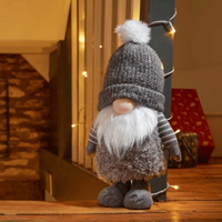 40cm Large Grey Gonk with Bobbly Hat Christmas Decoration - Grey
