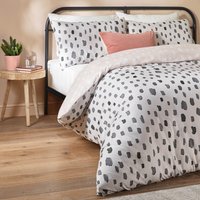 Robi Printed Soft Touch Duvet Cover Set - Linen-Charcoal / King