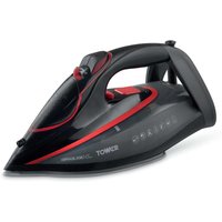 One Temp Steam Iron XL Sole Plate Red and Black - Black