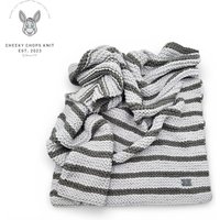 Large Dark Grey Light Grey Thin Striped Blanket - Grey