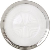 Ida Embossed Glass Dinner Plate With Silver Rim - Silver