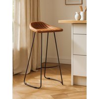 Buffalo Light Brown Leather Bar Stool With Footrest - Brown