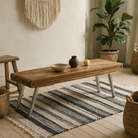 Los Angeles Reclaimed Wood Dining Bench with Metal Legs - Brown