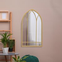 Arcus Window Metal Framed Arched Wall Mirror 83CM - Gold