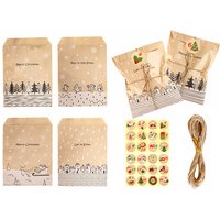 Christmas DIY Advent Calendar Bags and Stickers - 24 Bags / 24