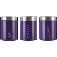 Purple Enamel Tea Coffee and Sugar Set - Purple