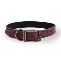HugglePets Legacy Leather Dog Collar - Black, Medium - Merlot / Medium