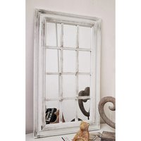 White Rustic Rectangle Window Style Wall Mirror - White