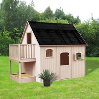Duplex Two Storey Playhouse with Balcony - Natural