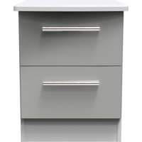 Knightsbridge Ready Assembled 2 Drawer Bedside Cabinet - Grey Gloss & Grey