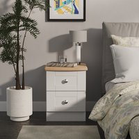 Sussex Fully Assembled 2 Drawer Bedside Cabinet - Grey Ash & Bardolino Oak