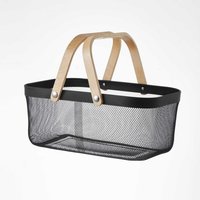 Eden & Willow Mesh Wire Metal Storage Basket with Wooden Handles - Large / 17cm