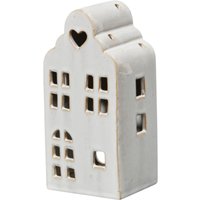 Four Candle Ceramic House Tealight Holder W8.5xD8xH18cm in White