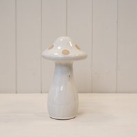 Medium Cream Ceramic Mushroom with Sand Dots - Cream