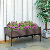 Outsunny Set of 2 Garden Raised Bed - Brown