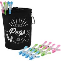 Large Peg Bag with 144 Prism Soft Touch Flower Deign Pegs - Black