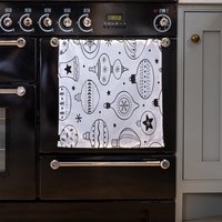 Hand Drawn Christmas Decorations Kitchen Towel - White