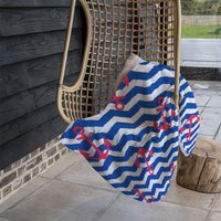 Anchors On Zig Zag Stripes Blanket - Blue