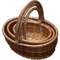 Set of 3 Oval Gift Shopping Baskets - Brown