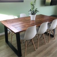 ITZCOMINGHOME, Dining Table 170x90cm Solid Handmade Wood Industrial Style kitchen - Brown & Black / 180cm ITZCOMINGHOME, Dining Table 170x90cm Solid Handmade Wood Industrial Style kitchen - Brown & Black / 180cm
