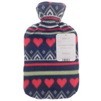 Patterned Fleecy Hot Water Bottle - Mixed / Love Hearts