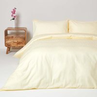 Satin Stripe Egyptian Cotton Duvet Cover with Pillowcase - Pastel Yellow / Double
