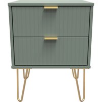 Linear Ready Assembled 2 Drawer Bedside Cabinet - Reed Green