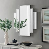 Deco Large 1920s Inspired Silver Framed Wall Mirror - Large