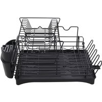 Multifunctional 2 Tier Detachable Dish Drainer Rack - Black