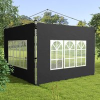 Outsunny Gazebo Side Panels Set of 2, for 3x3(m) or 3x4m Pop Up Gazebo - Black