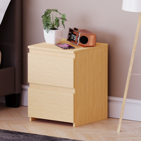 Denver 2 Drawer Bedside Table - Pine / 40cm