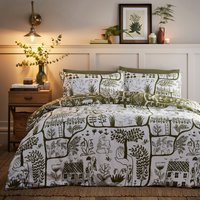 Frida Floral Reversible Duvet Cover Set - Moss / Superking