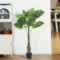 Artificial Monstera Deliciosa Tree in Pot - Green / 120cm