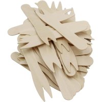 1000 Pieces Birchwood Disposable Chip Forks Skewers Forks - Natural Wood